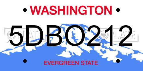 5DBO212 Washington License Plate