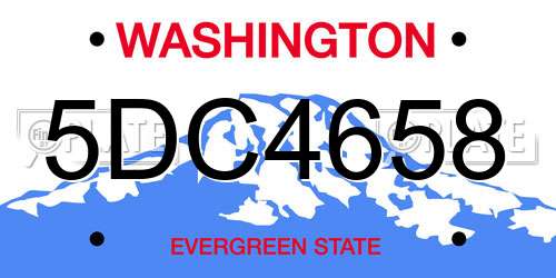 5DC4658 Washington License Plate