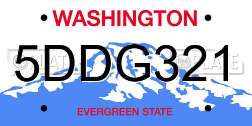 5DDG321 Washington License Plate