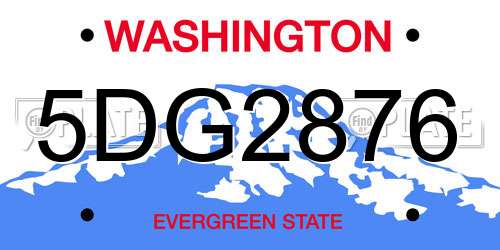 5DG2876 Washington License Plate