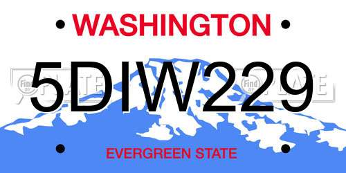 5DIW229 Washington License Plate