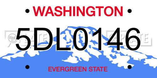 5DL0146 Washington License Plate