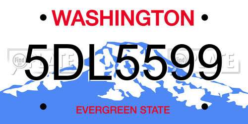 5DL5599 Washington License Plate