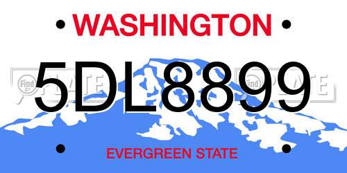 5DL8899 Washington License Plate