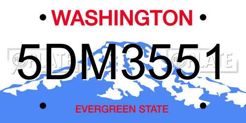 5DM3551 Washington License Plate