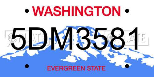 5DM3581 Washington License Plate