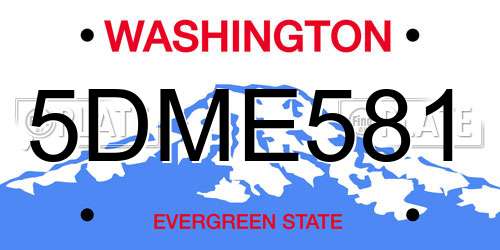 5DME581 Washington License Plate