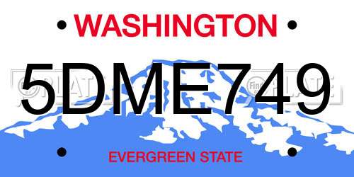 5DME749 Washington License Plate