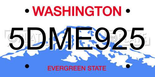 5DME925 Washington License Plate