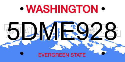 5DME928 Washington License Plate