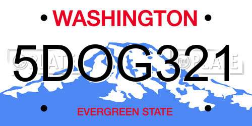 5DOG321 Washington License Plate