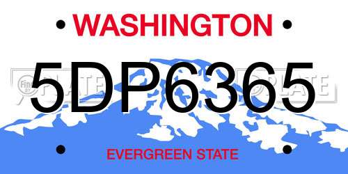 5DP6365 Washington License Plate