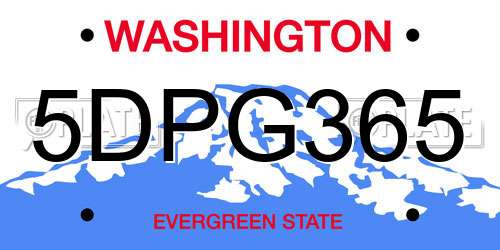 5DPG365 Washington License Plate