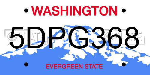 5DPG368 Washington License Plate
