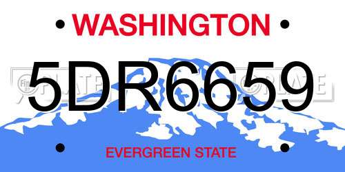 5DR6659 Washington License Plate