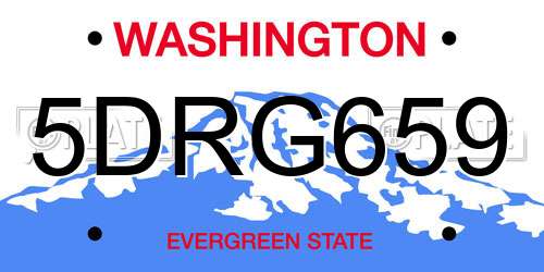 5DRG659 Washington License Plate