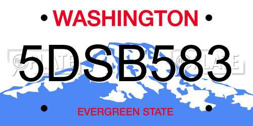 5DSB583 Washington License Plate