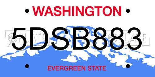 5DSB883 Washington License Plate