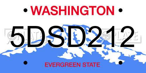 5DSD212 Washington License Plate