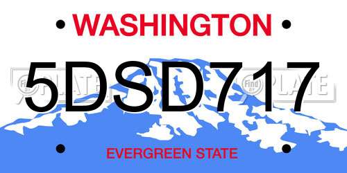 5DSD717 Washington License Plate