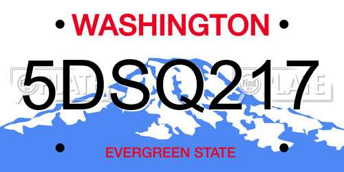5DSQ217 Washington License Plate