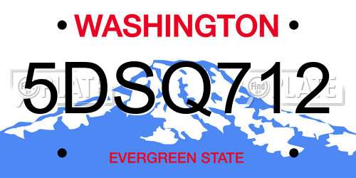 5DSQ712 Washington License Plate