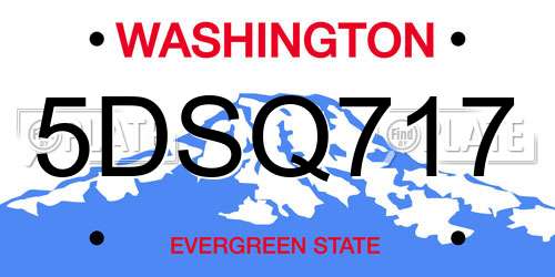 5DSQ717 Washington License Plate