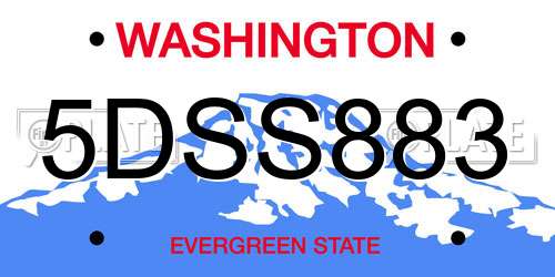 5DSS883 Washington License Plate