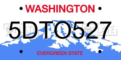 5DTO527 Washington License Plate