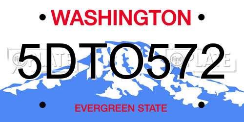 5DTO572 Washington License Plate