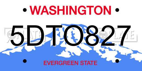 5DTO827 Washington License Plate