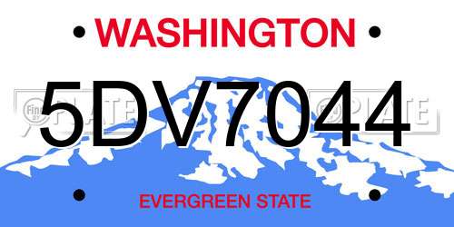 5DV7044 Washington License Plate
