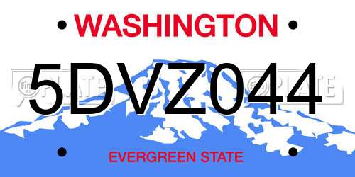 5DVZ044 Washington License Plate