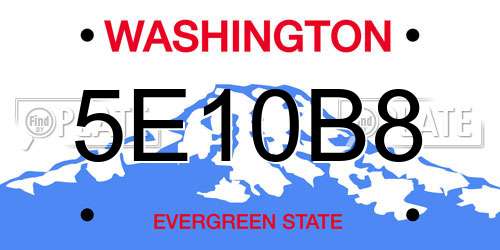 5E10B8 Washington License Plate