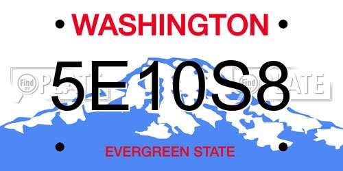 5E10S8 Washington License Plate