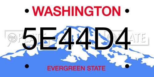 5E44D4 Washington License Plate