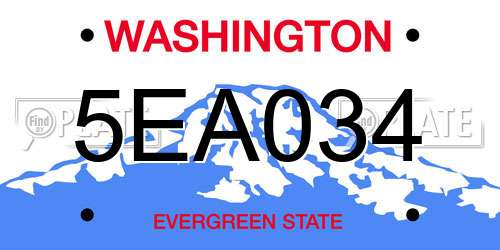 5EA034 Washington License Plate