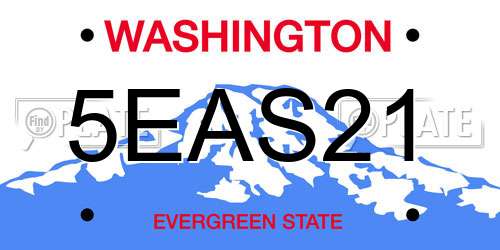 5EAS21 Washington License Plate