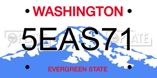 5EAS71 Washington License Plate