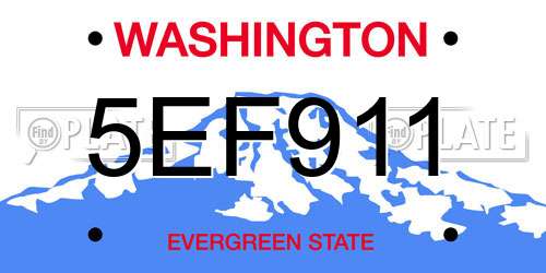 5EF911 Washington License Plate