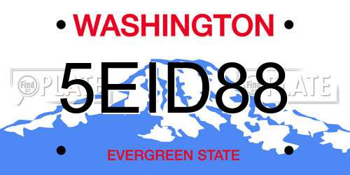 5EID88 Washington License Plate