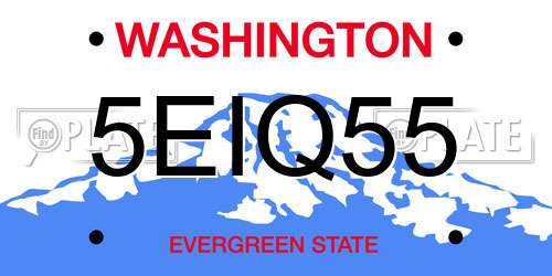 5EIQ55 Washington License Plate