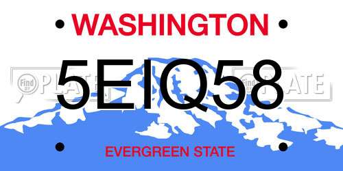 5EIQ58 Washington License Plate