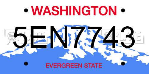 5EN7743 Washington License Plate