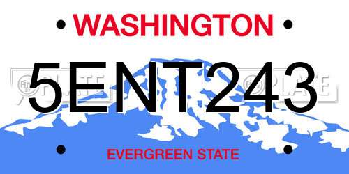 5ENT243 Washington License Plate