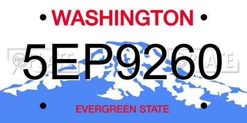 5EP9260 Washington License Plate