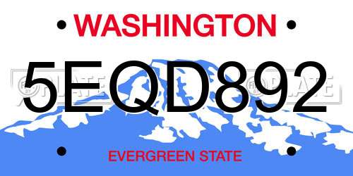 5EQD892 Washington License Plate
