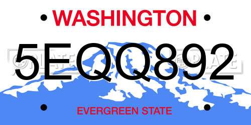 5EQQ892 Washington License Plate