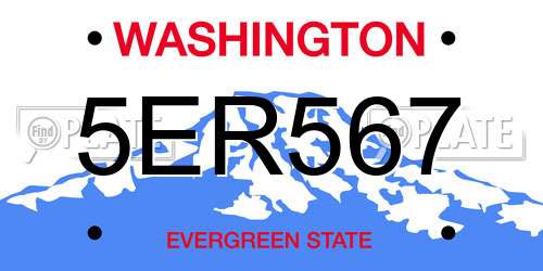 5ER567 Washington License Plate
