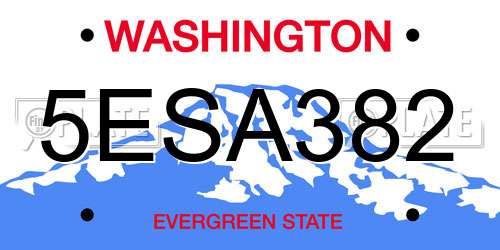 5ESA382 Washington License Plate